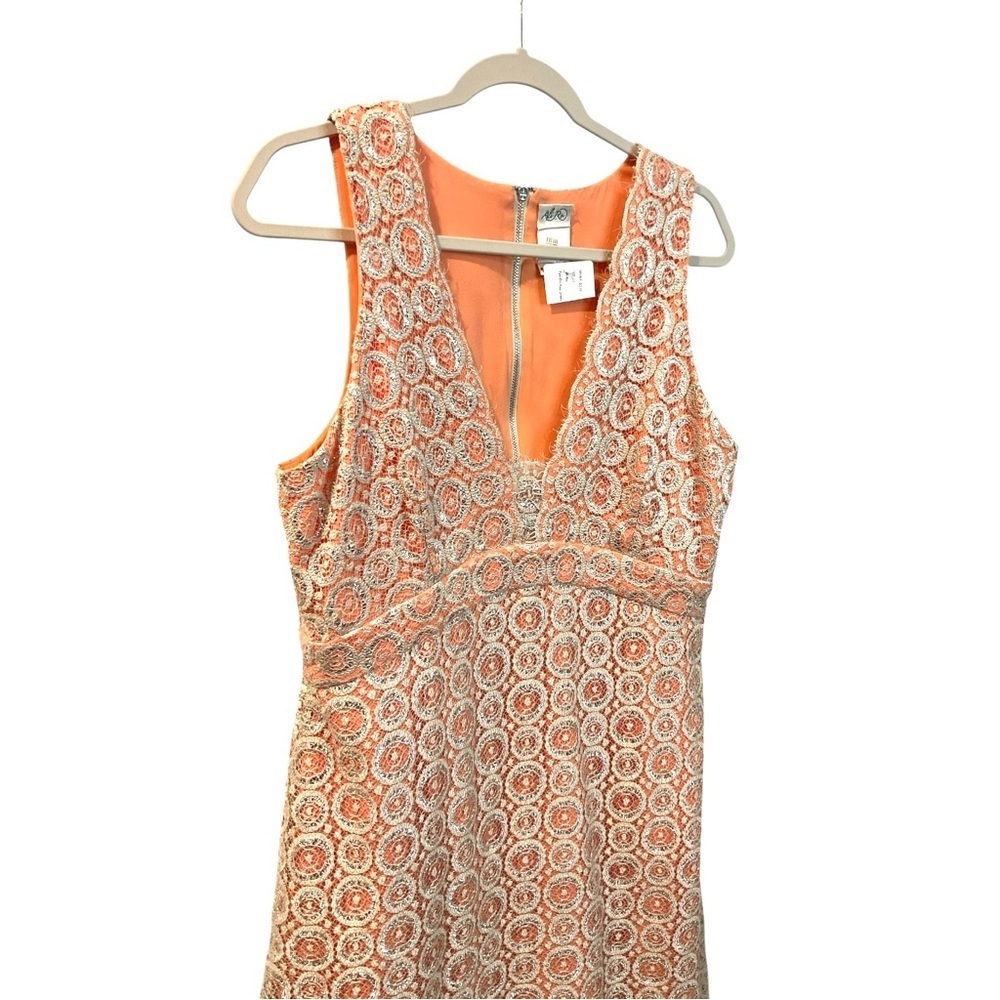 NWT Ali Ro Eye On You Coral Crochet Lace Sleeveless Mini Dress Boho Chic Size 12 - Picture 3 of 5